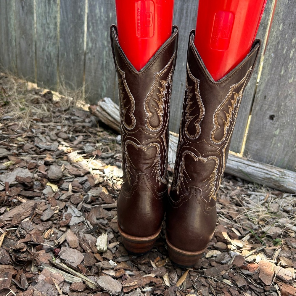 Laredo Brown Leather Western Cowgirl Boots Lizard Embossed Wingtip Pointed Toe - Picture 5 of 10
